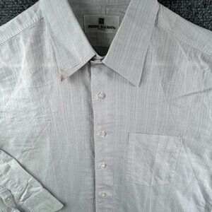 Pierre Balmain Paris Striped Gray Men Button Up Long Sleeve Shirt Custom M/L